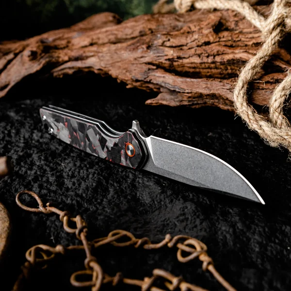 Foldekniv 9cm D2 steel Carbon Fiber Handle EDC [FIB-77], folding knife, foldekniv, foldekniv D2