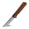 Foldekniv 9cm D2 steel Damascus Linen Handle EDC, foldekniv damascus, foldekniv