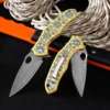 Foldekniv 8cm Damaskus 3D Yellow [GT-DM034]