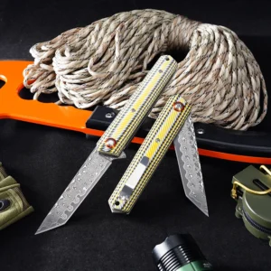 Foldekniv 9cm VG10 Damaskus 76 layers G10 [GT-DM031]