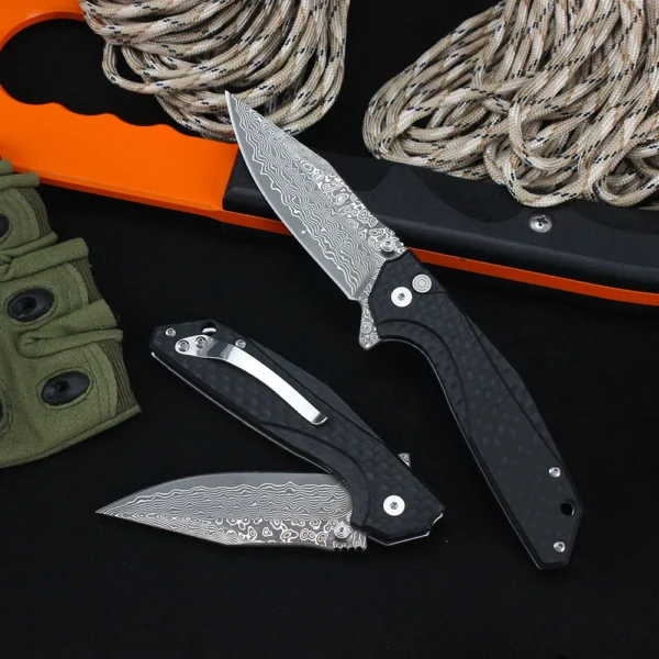 Foldekniv GT-DM016-1, damaskus kniv, foldekniv, foldekniv damaskus