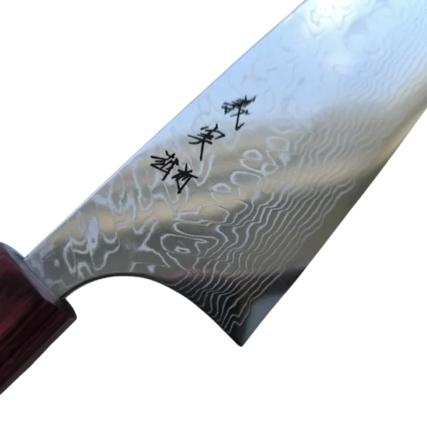 Yoshimi Kato Gyuto 210mm (SG2 damaskus, Rosewood octagon), yoshimi kato, yoshimi kato gyuto, yoshimi kato sg2, sg2, kniv, japansk kniv