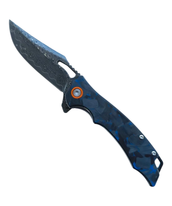 Foldekniv 8cm Damaskus Carbon Fiber Blue [GT-DM026 blue]