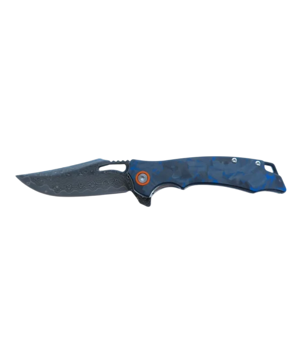 Foldekniv 8cm Damaskus Carbon Fiber Blue [GT-DM026 blue]