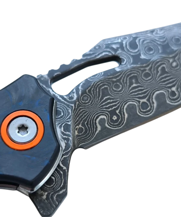 Foldekniv 8cm Damaskus Carbon Fiber Blue [GT-DM026 blue]
