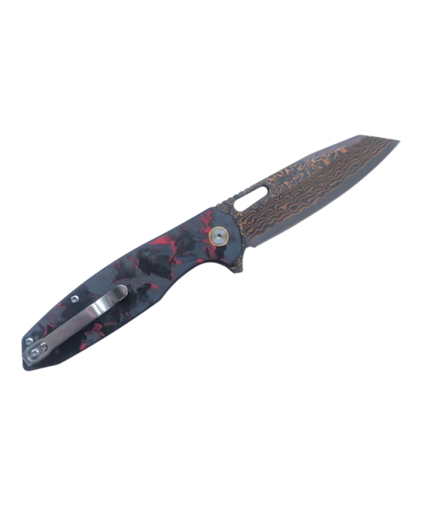 Foldekniv 9cm VG10 Copper Damaskus Carbon Fiber Red [GT-T0044-4]