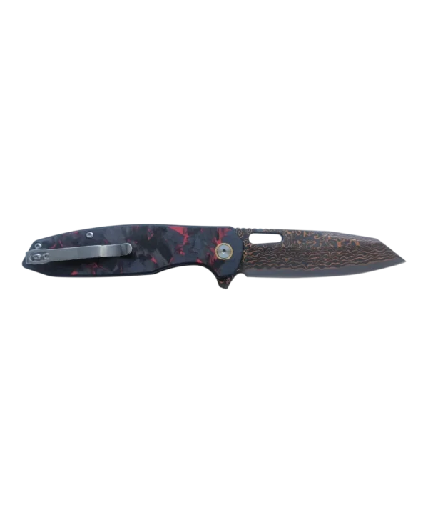 Foldekniv 9cm VG10 Copper Damaskus Carbon Fiber Red [GT-T0044-4]