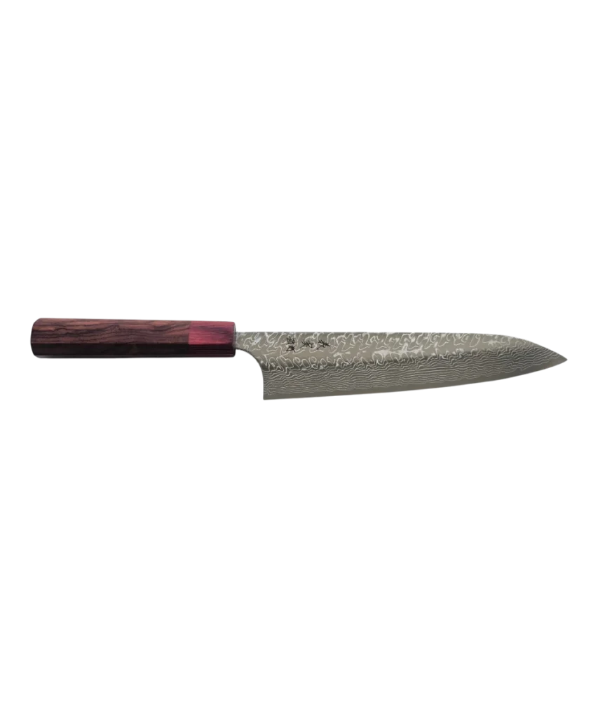 Yoshimi Kato Gyuto 210mm (SG2 damaskus, Rosewood octagon), yoshimi kato, yoshimi kato gyuto, yoshimi kato sg2, sg2, kniv, japansk kniv, yoshimi kato gyuto, gyuto